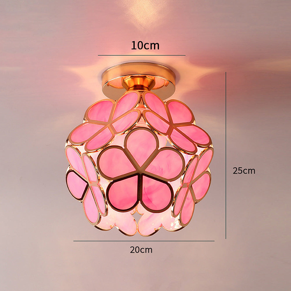 Floral Ceiling Light with Glass Details in Elegant Soft Lighting Fixture