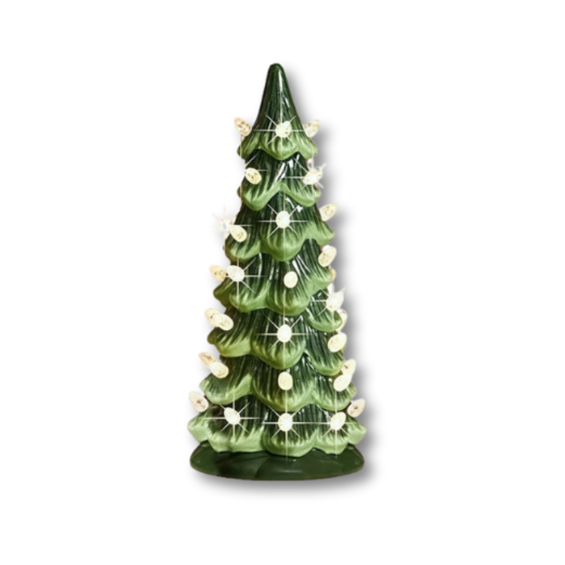 Hand-Painted LED Christmas Tree Set with Warm Glow and Auto Timer
