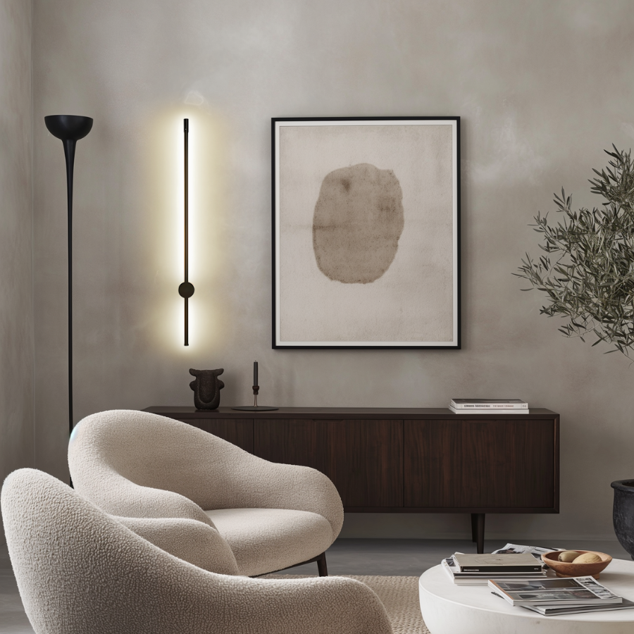Modern Wall Light Sleek Black Design with LED Illumination
