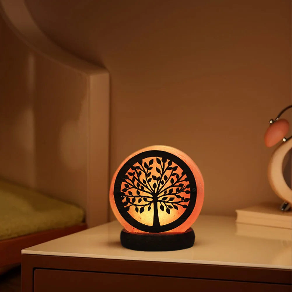 Himalayan Salt Lamp Crystal Rock LED Night Light with Wooden Base