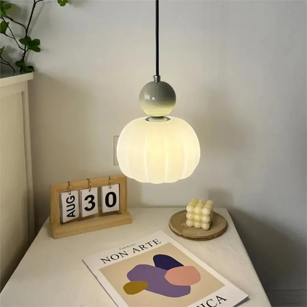 Elegant Pendant Light in Art Deco Style with Cream-Colored Shade
