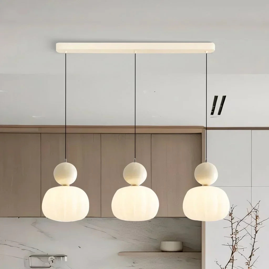 Elegant Pendant Light in Art Deco Style with Cream-Colored Shade