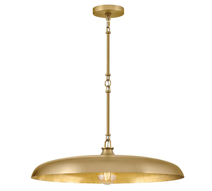 Sadie pendant lamp with shallow dish shade and chain suspension