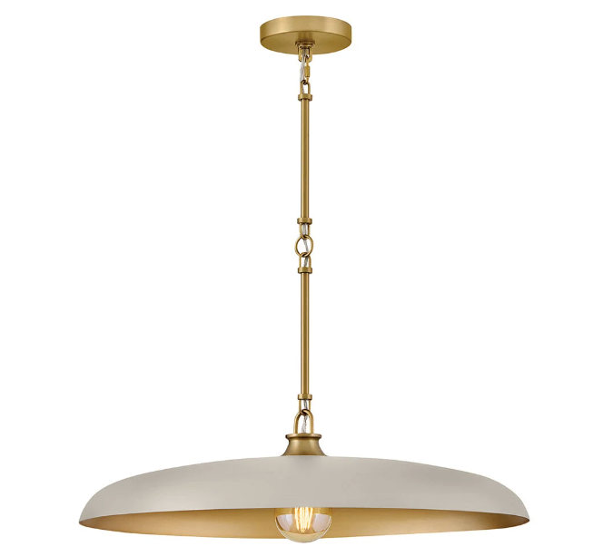 Sadie pendant lamp with shallow dish shade and chain suspension