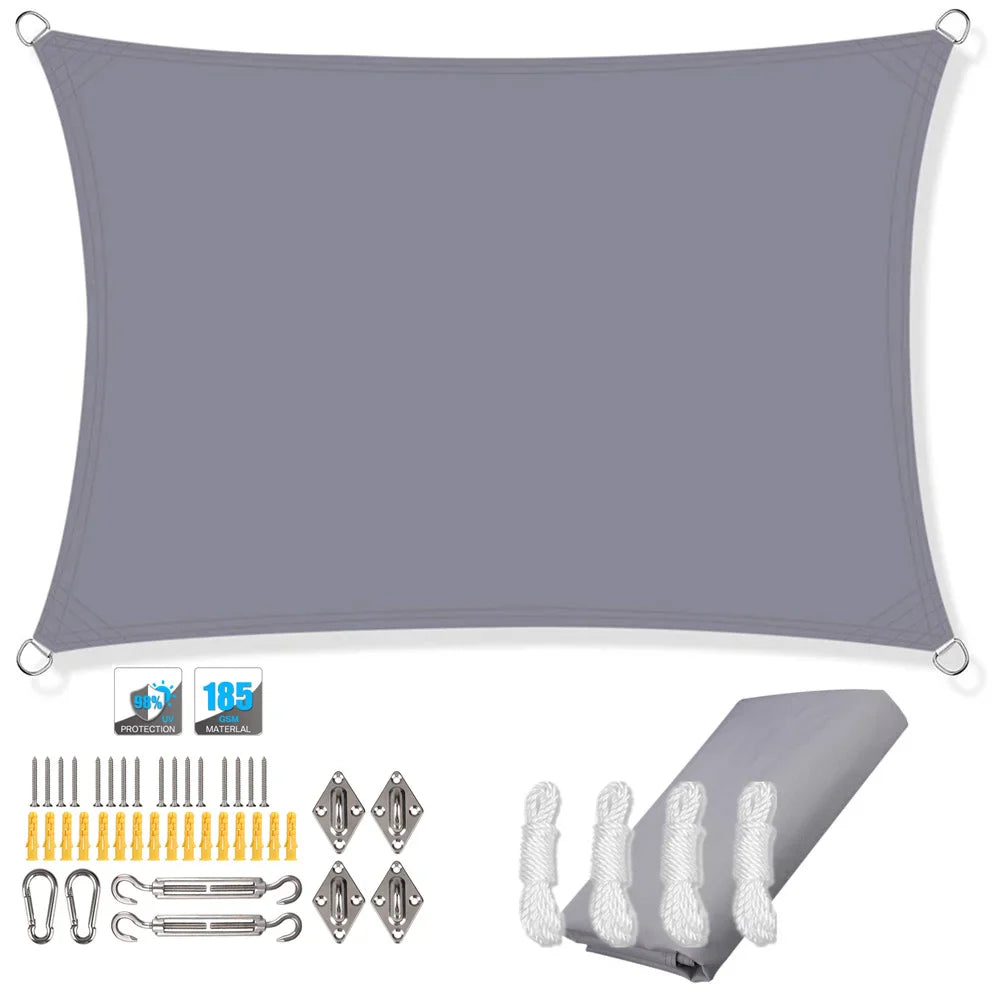 Waterproof Rectangular Sun Shade Sail UV Protection Garden Cover