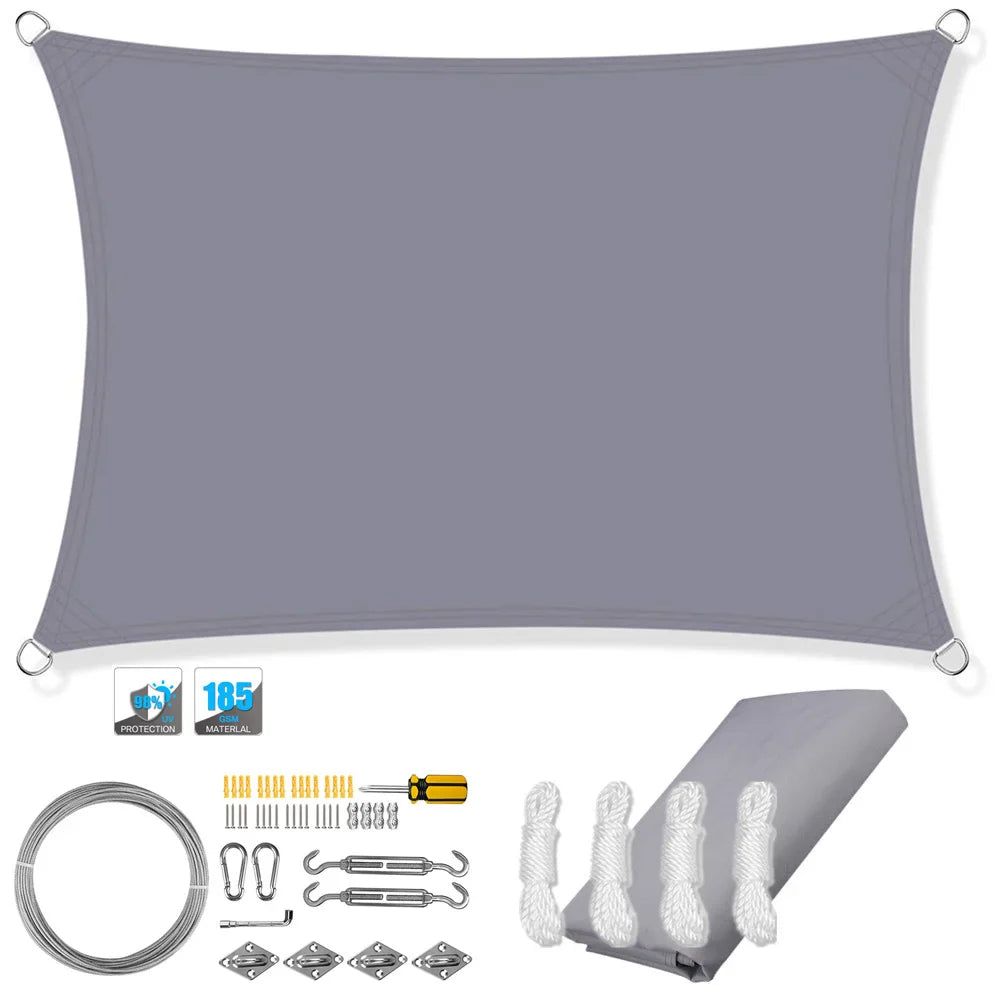 Waterproof Rectangular Sun Shade Sail UV Protection Garden Cover