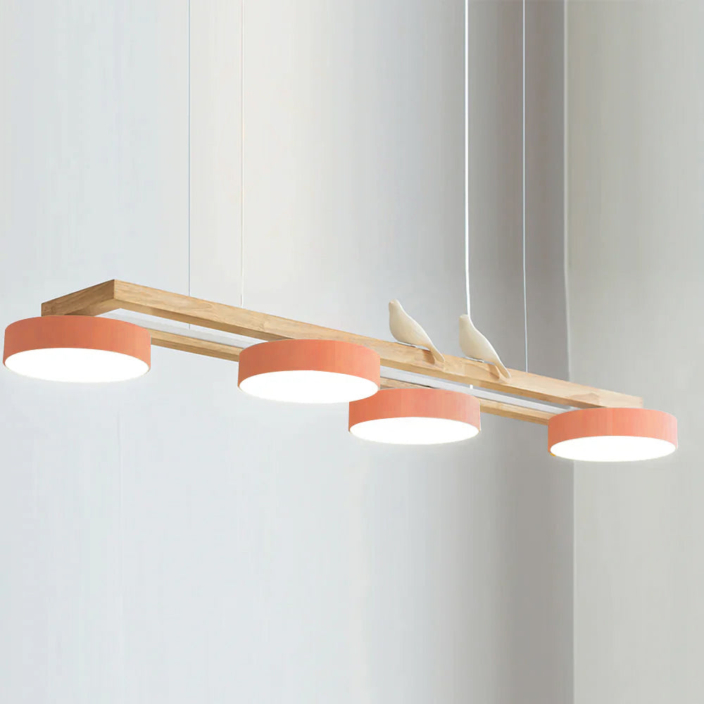 Wooden LED Pendant Light – Modern Long Ceiling Light Fixture