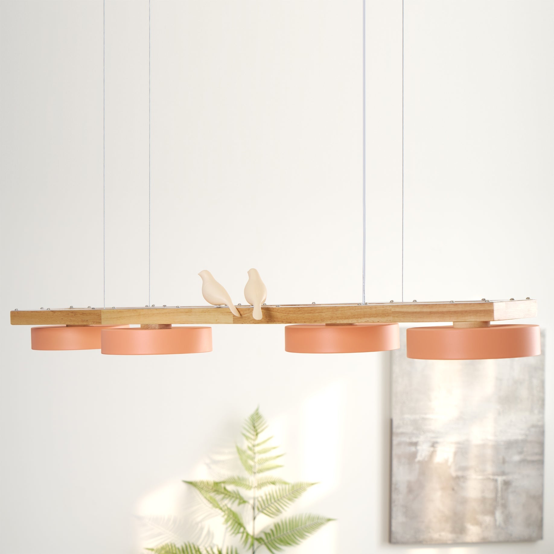 Wooden LED Pendant Light – Modern Long Ceiling Light Fixture