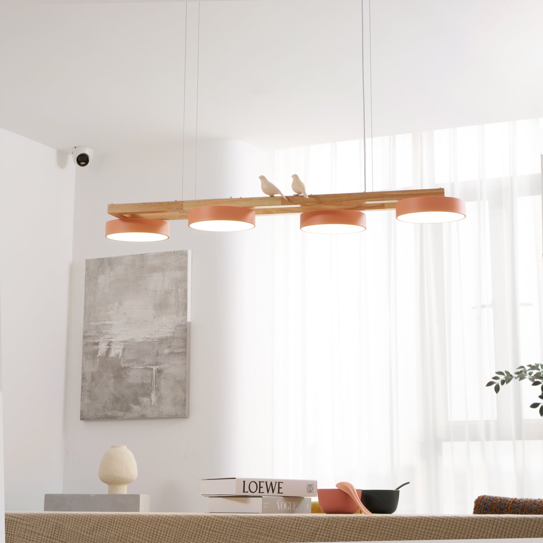Wooden LED Pendant Light – Modern Long Ceiling Light Fixture