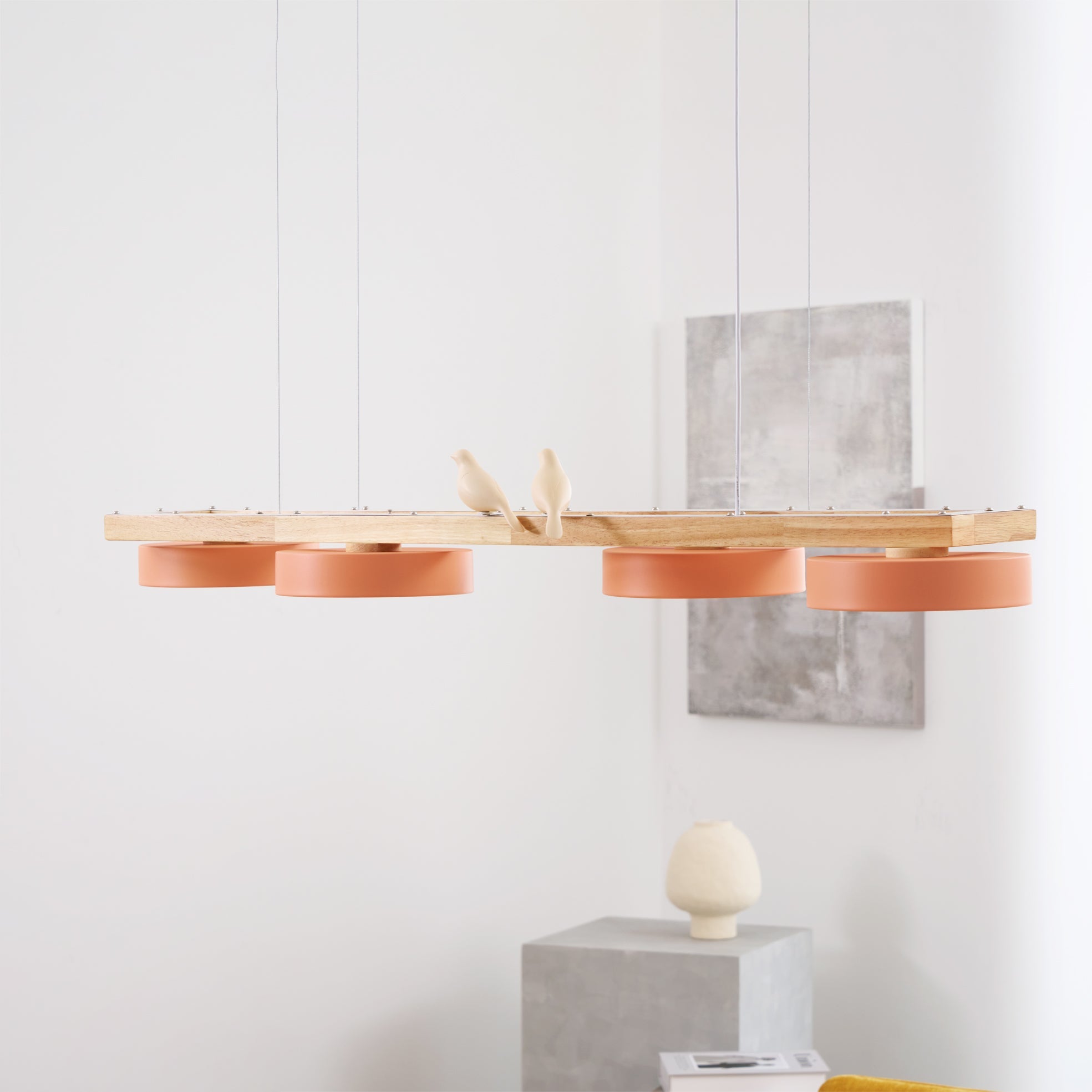 Wooden LED Pendant Light – Modern Long Ceiling Light Fixture