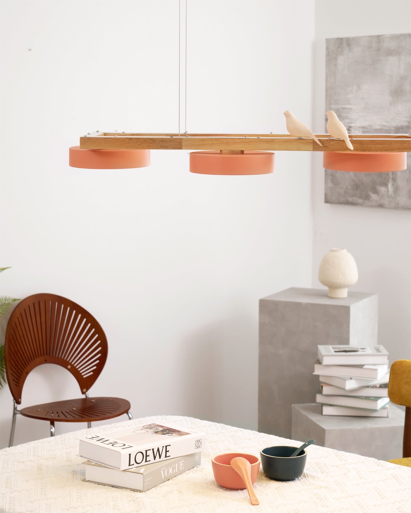 Wooden LED Pendant Light – Modern Long Ceiling Light Fixture