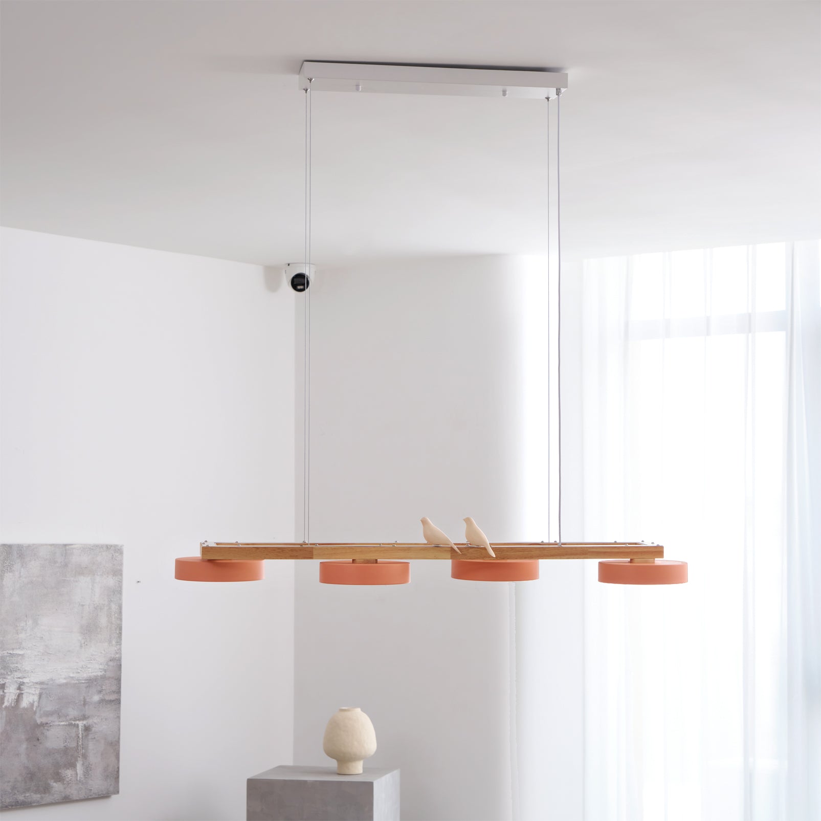 Wooden LED Pendant Light – Modern Long Ceiling Light Fixture
