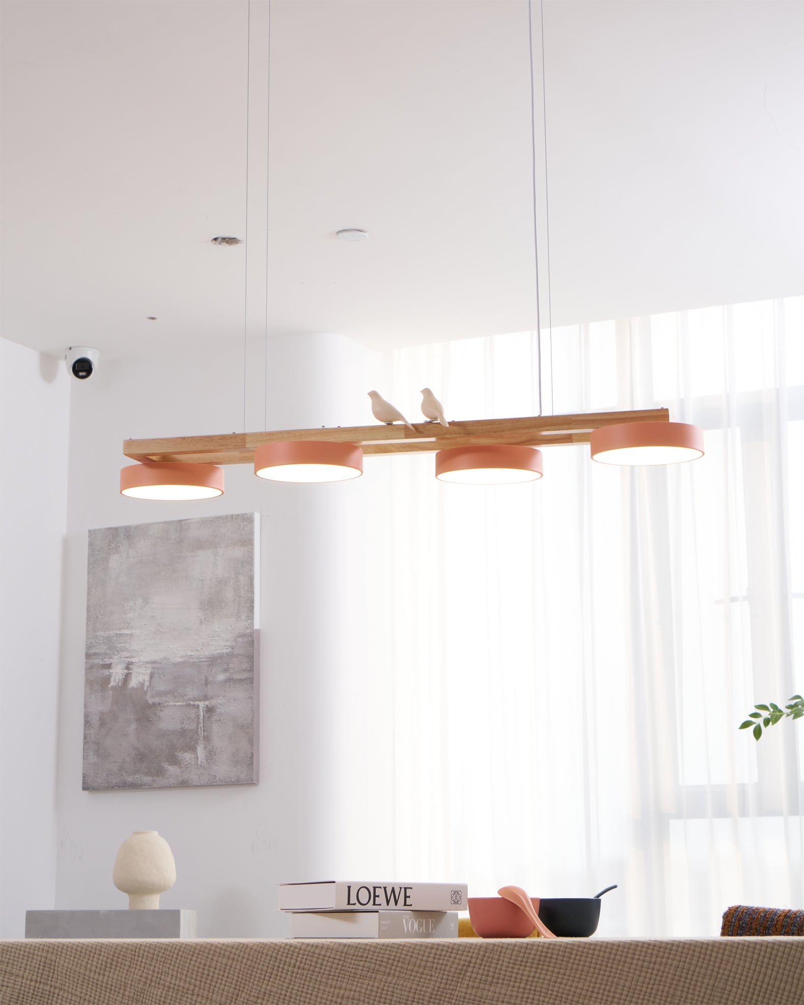 Wooden LED Pendant Light – Modern Long Ceiling Light Fixture