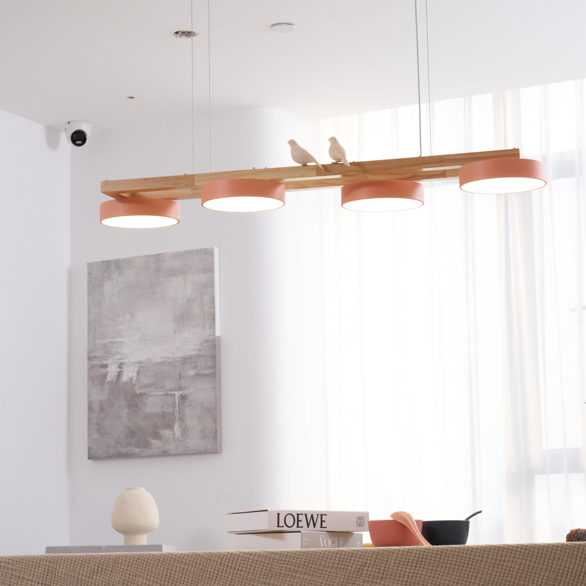 Wooden LED Pendant Light – Modern Long Ceiling Light Fixture