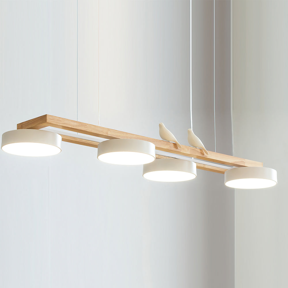 Wooden LED Pendant Light – Modern Long Ceiling Light Fixture
