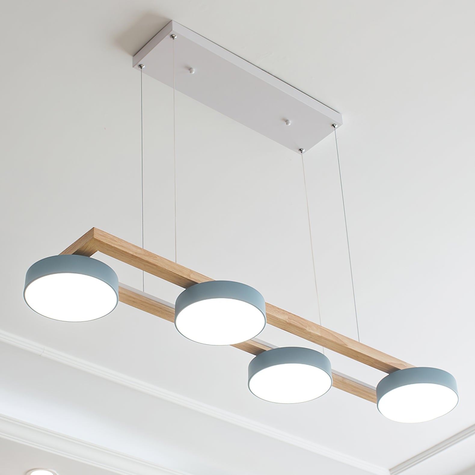 Wooden LED Pendant Light – Modern Long Ceiling Light Fixture