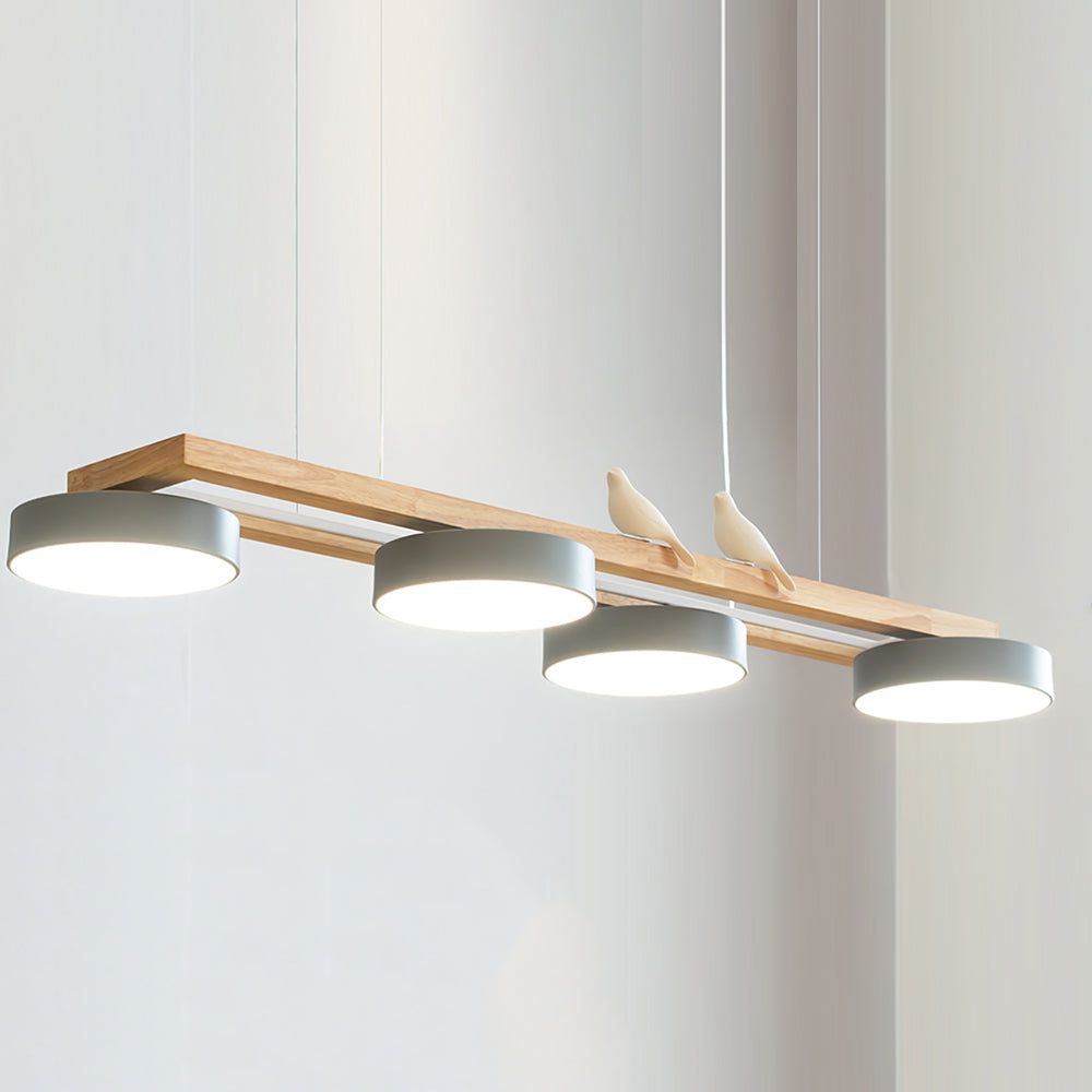 Wooden LED Pendant Light – Modern Long Ceiling Light Fixture