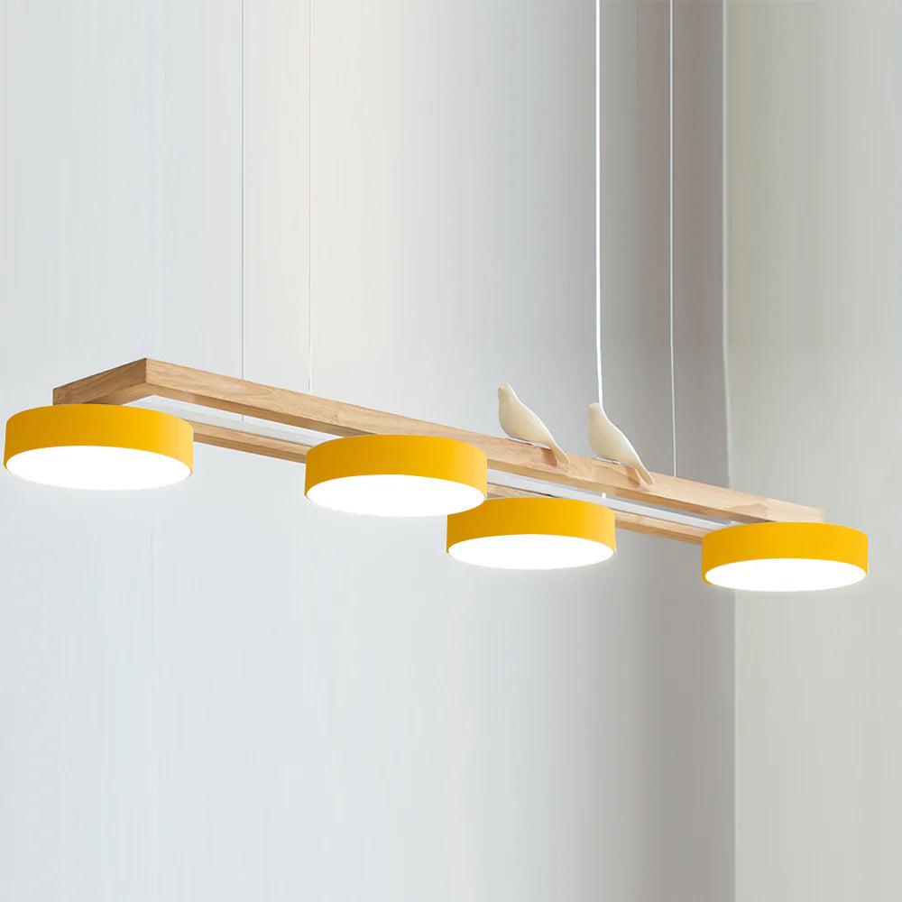 Wooden LED Pendant Light – Modern Long Ceiling Light Fixture