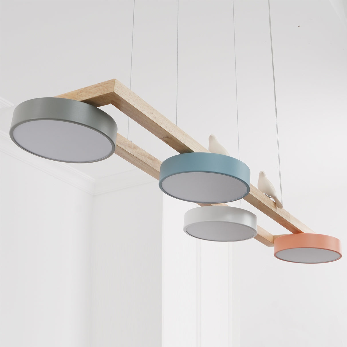 Wooden LED Pendant Light – Modern Long Ceiling Light Fixture
