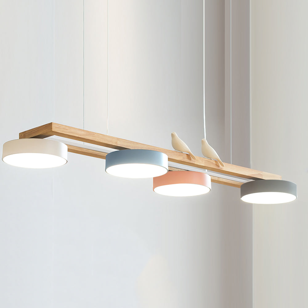 Wooden LED Pendant Light – Modern Long Ceiling Light Fixture
