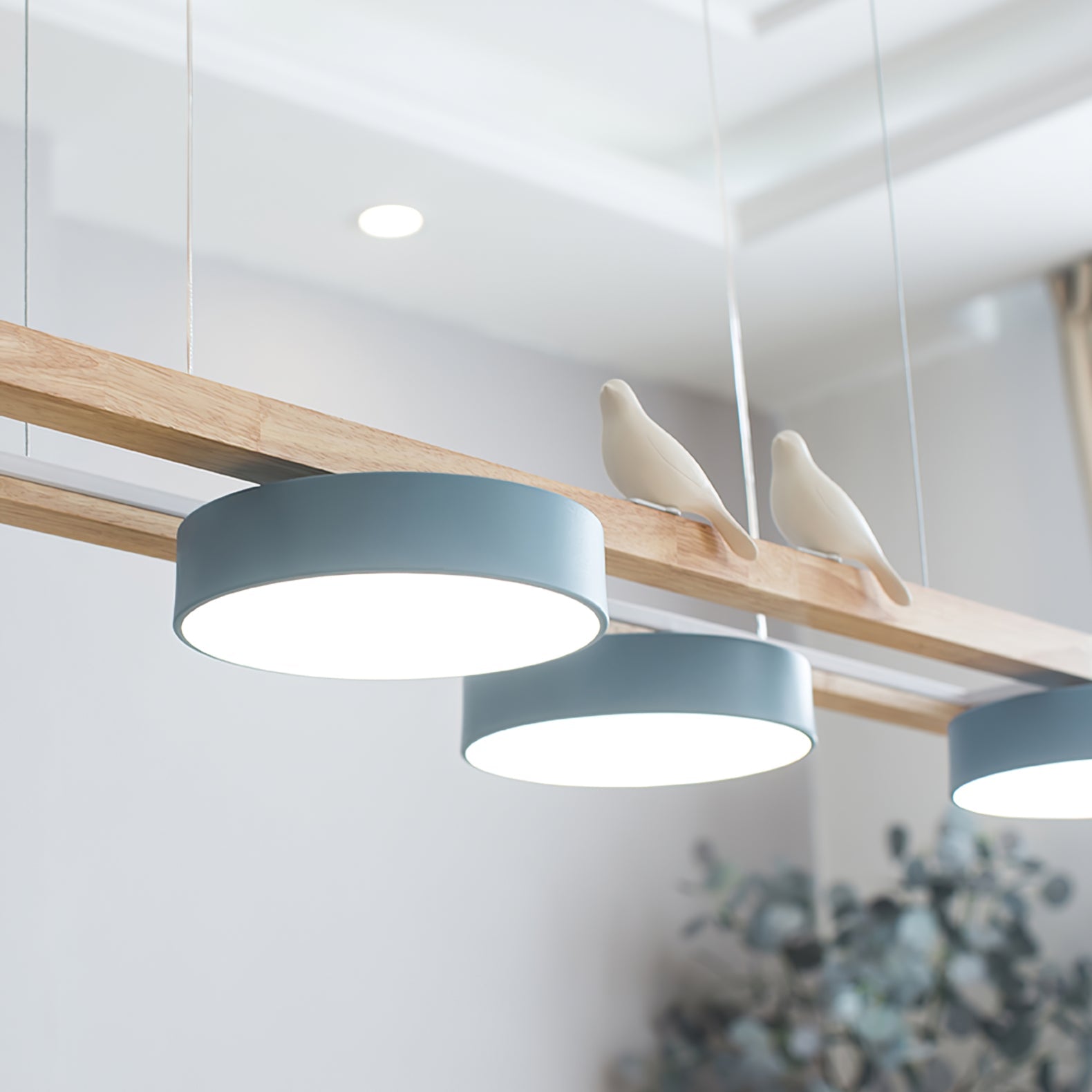 Wooden LED Pendant Light – Modern Long Ceiling Light Fixture
