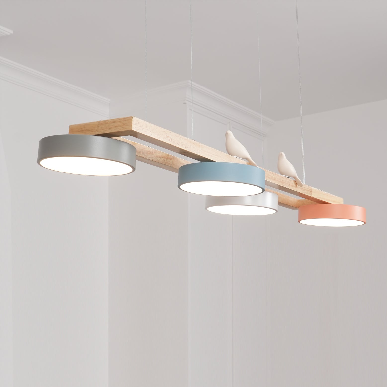 Wooden LED Pendant Light – Modern Long Ceiling Light Fixture