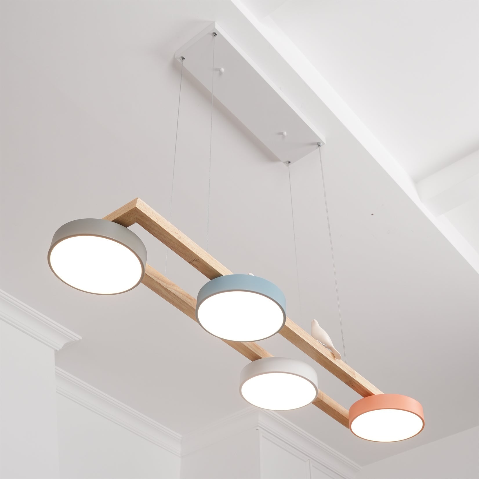 Wooden LED Pendant Light – Modern Long Ceiling Light Fixture