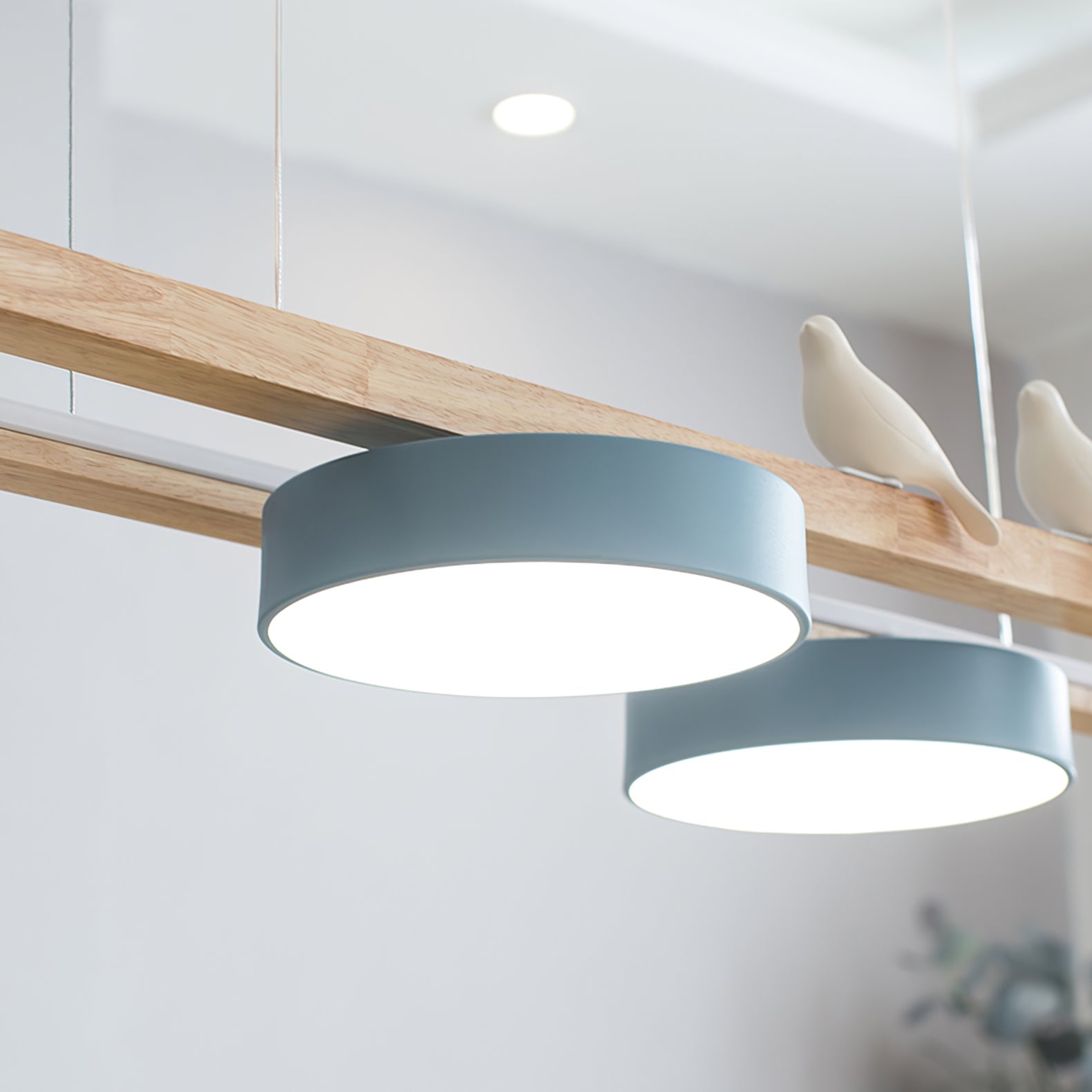Wooden LED Pendant Light – Modern Long Ceiling Light Fixture