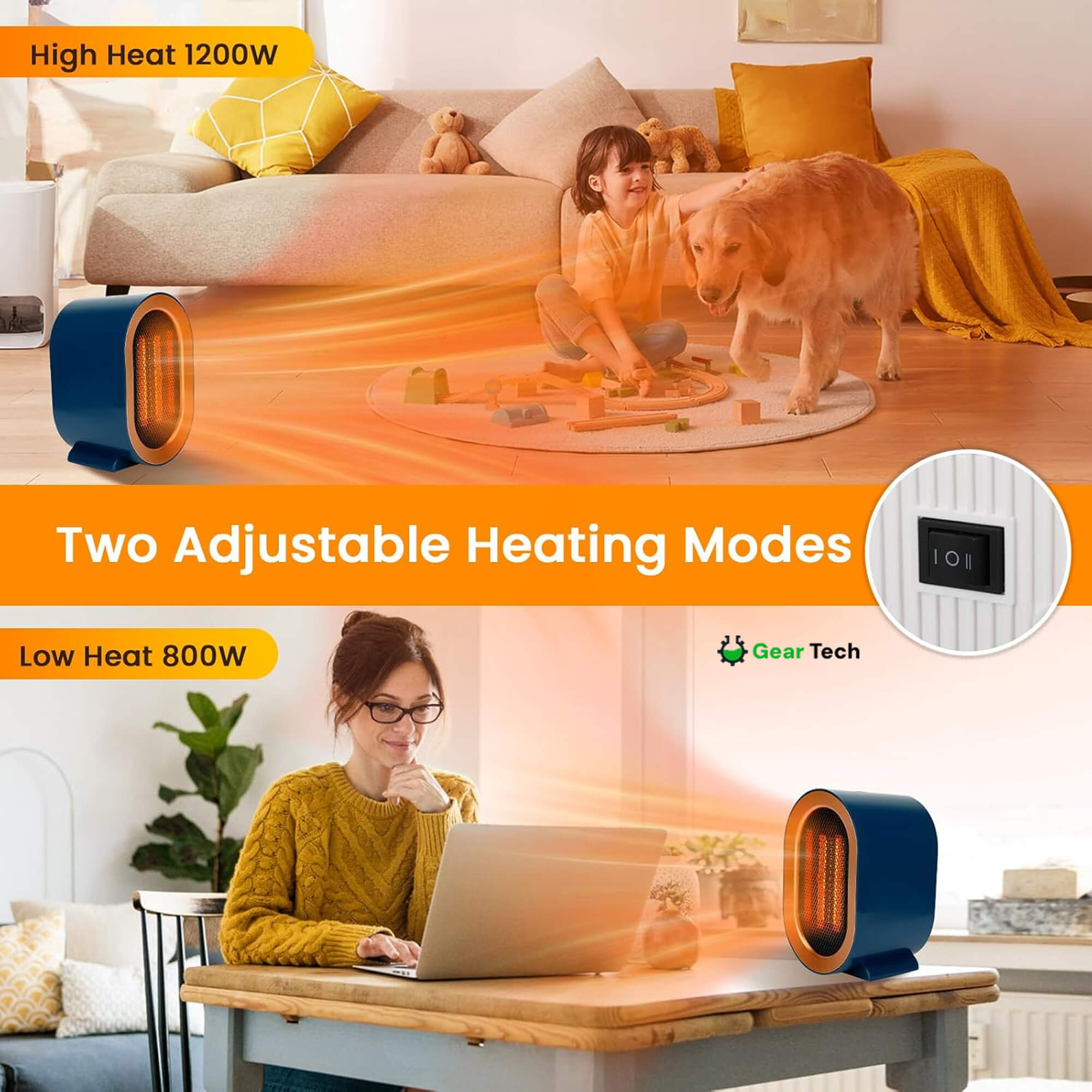Portable Low-Energy Electric Heater Compact Room Warmer