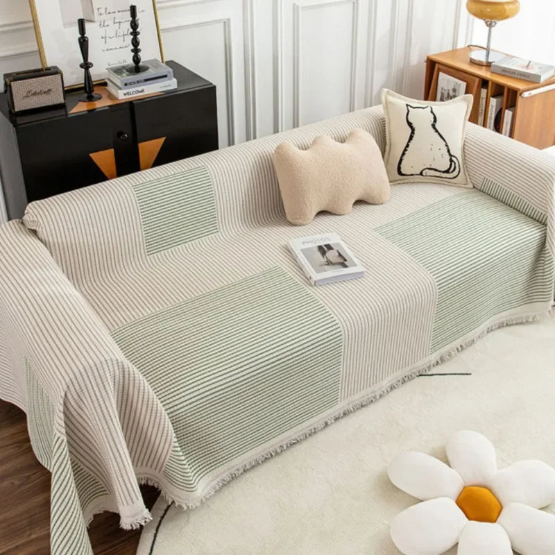 Noords nest gestreepte sofa sprei met kwastjes
