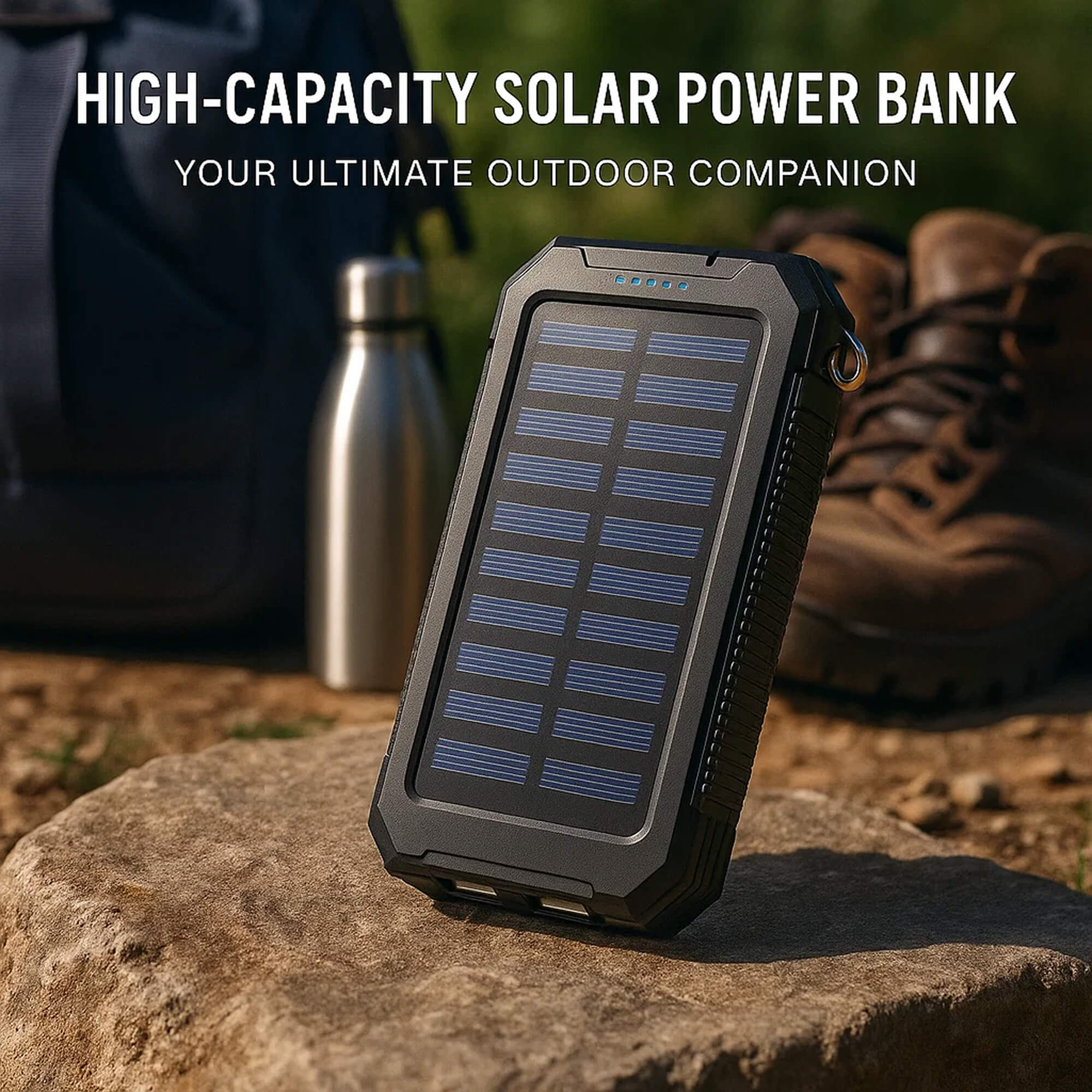 20000mAh Solar Power Bank Waterproof Portable Dual-USB Charger