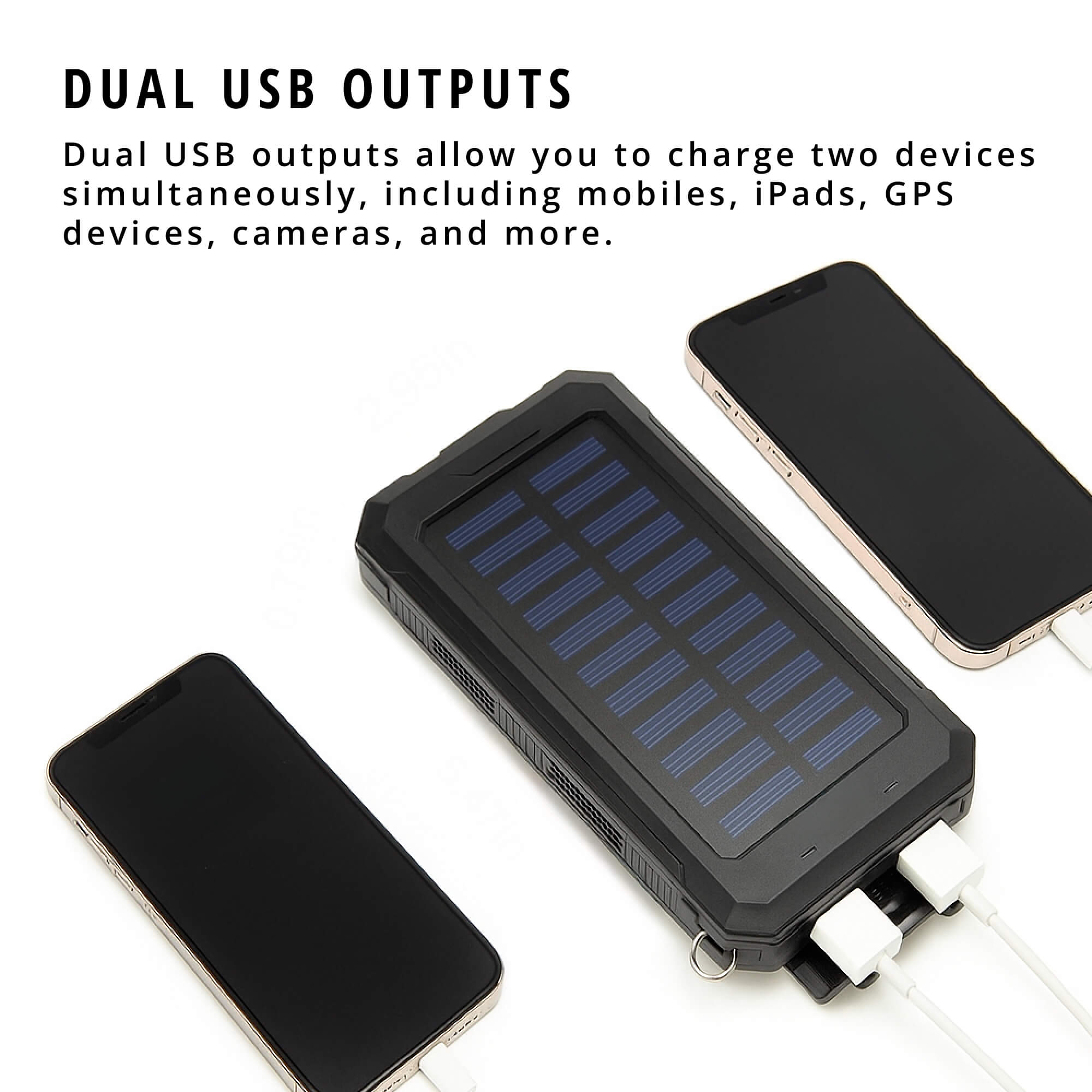 20000mAh Solar Power Bank Waterproof Portable Dual-USB Charger