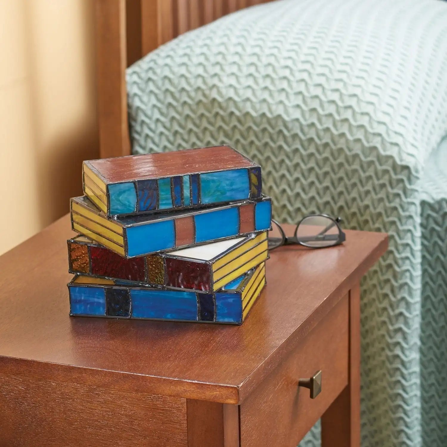 Glass novel colorful book lamp