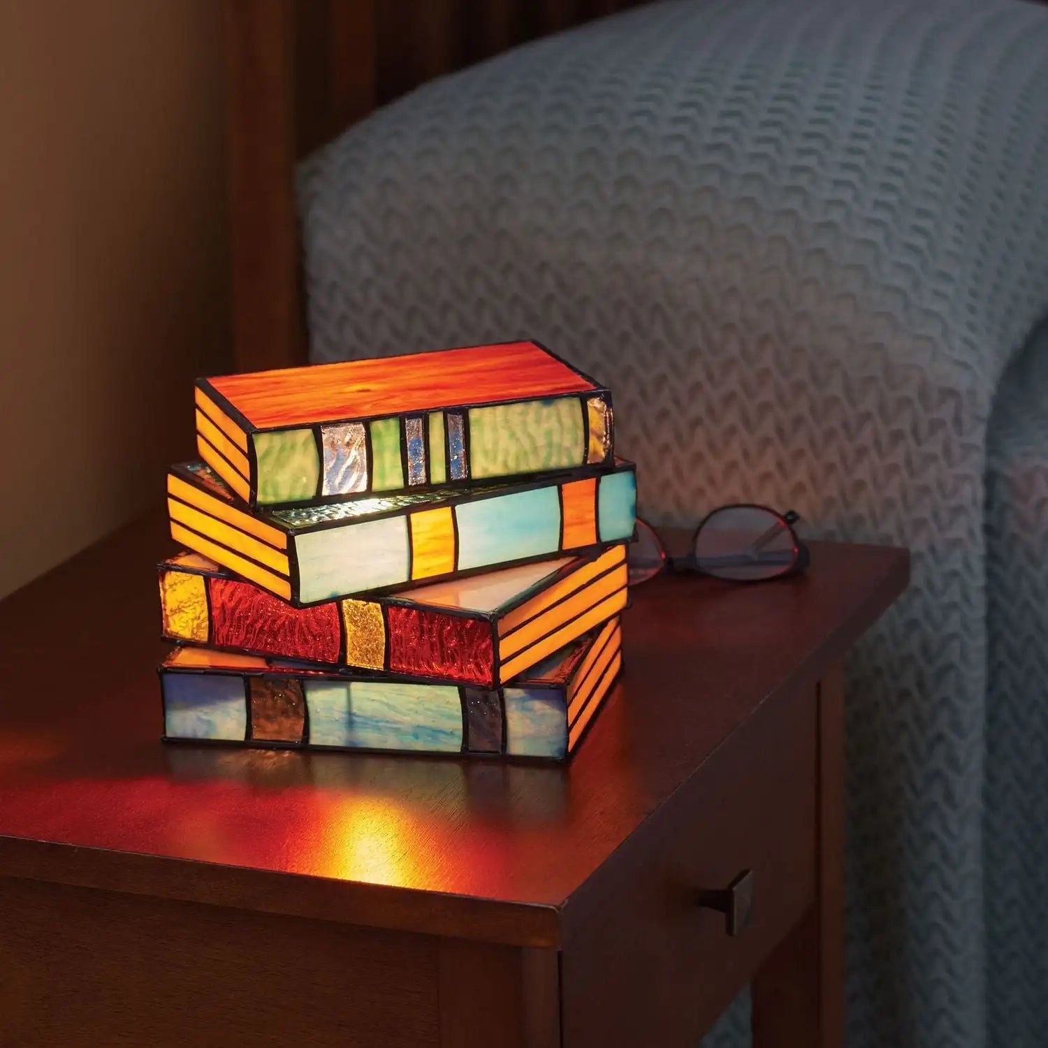 Glass novel colorful book lamp