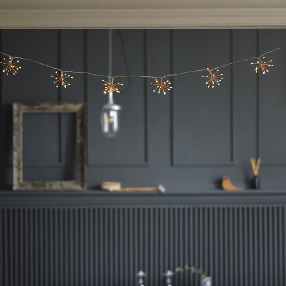 Copper Starburst String Lights Warm White LED Fairy Lights