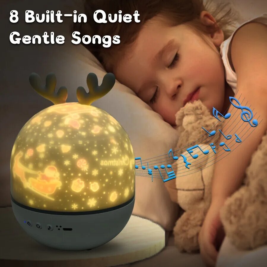 Children’s Rotating Starry Sky Bedside Lamp with 6 Light Effects