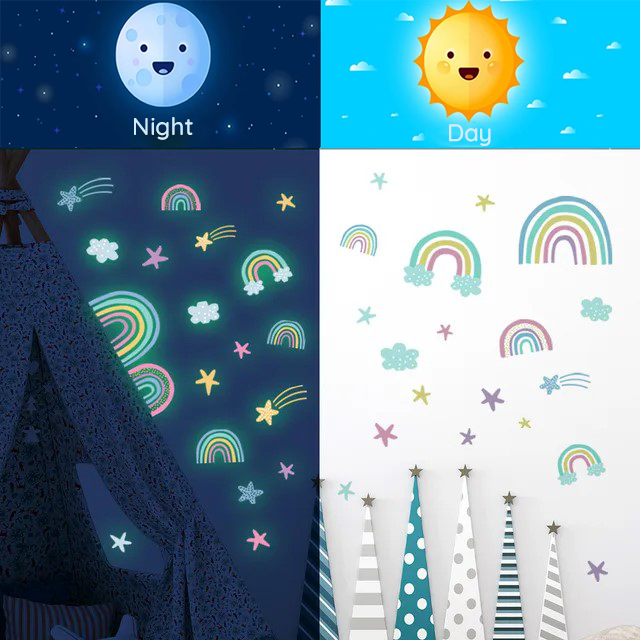 Glow in the Dark Wall Stickers for Children Soothing Bedroom Decorations