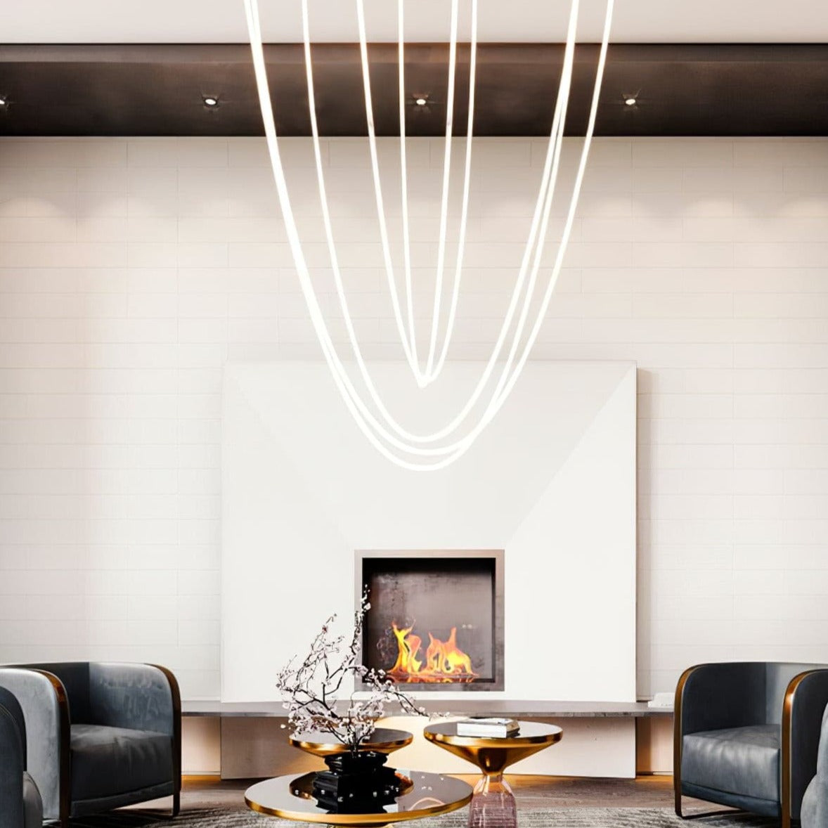Contemporary LED Suspension Light Custom Length Hanging Pendant