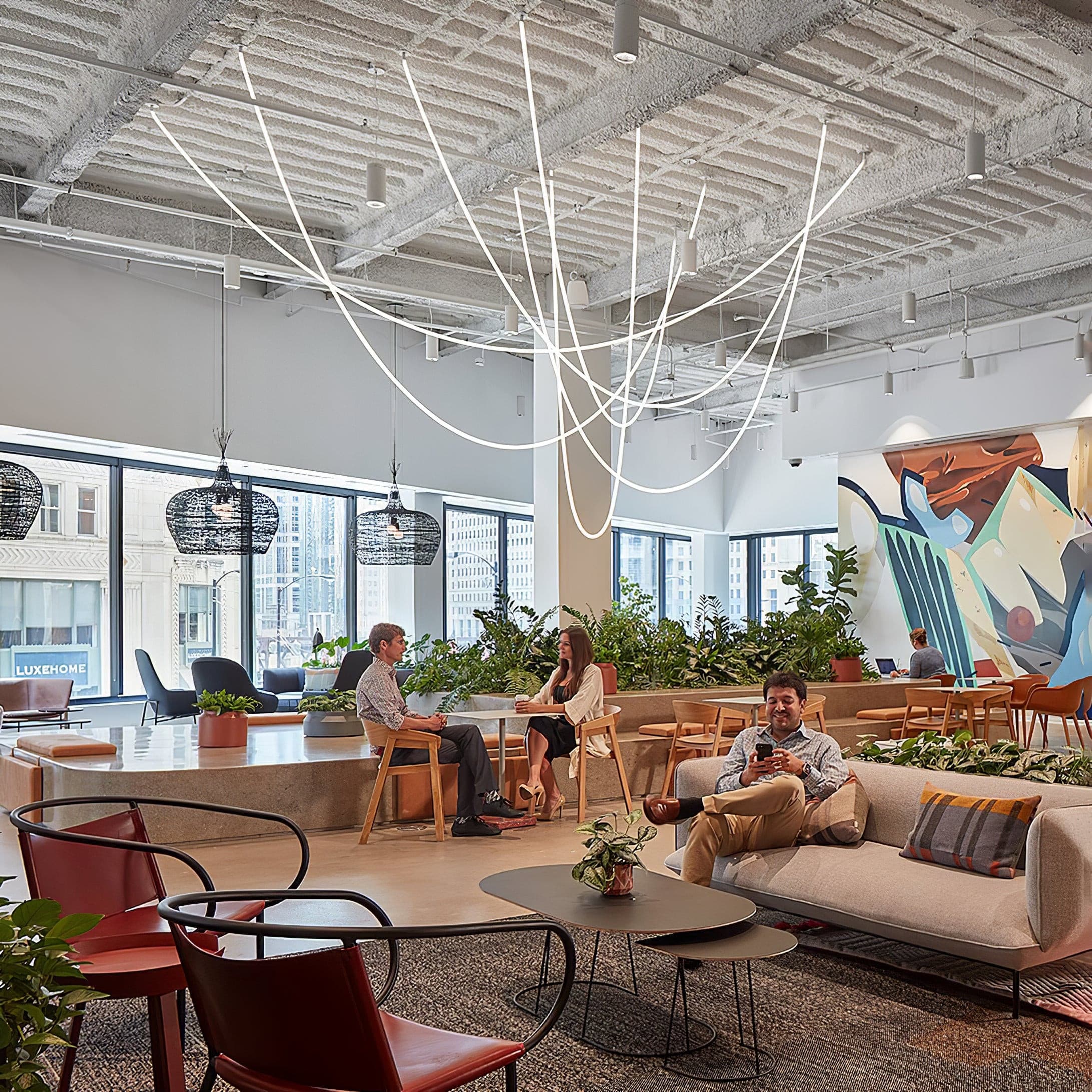 Contemporary LED Suspension Light Custom Length Hanging Pendant