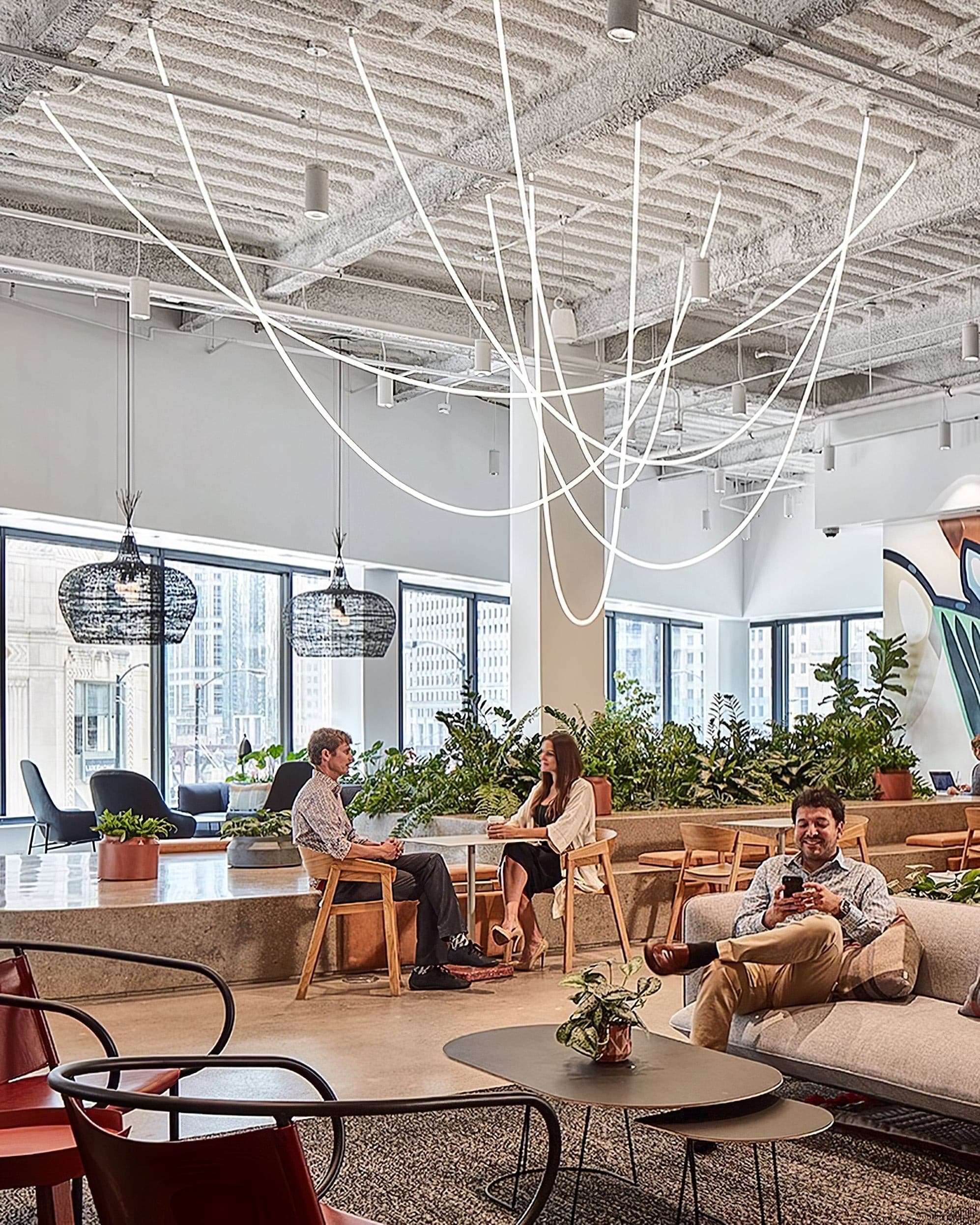 Contemporary LED Suspension Light Custom Length Hanging Pendant