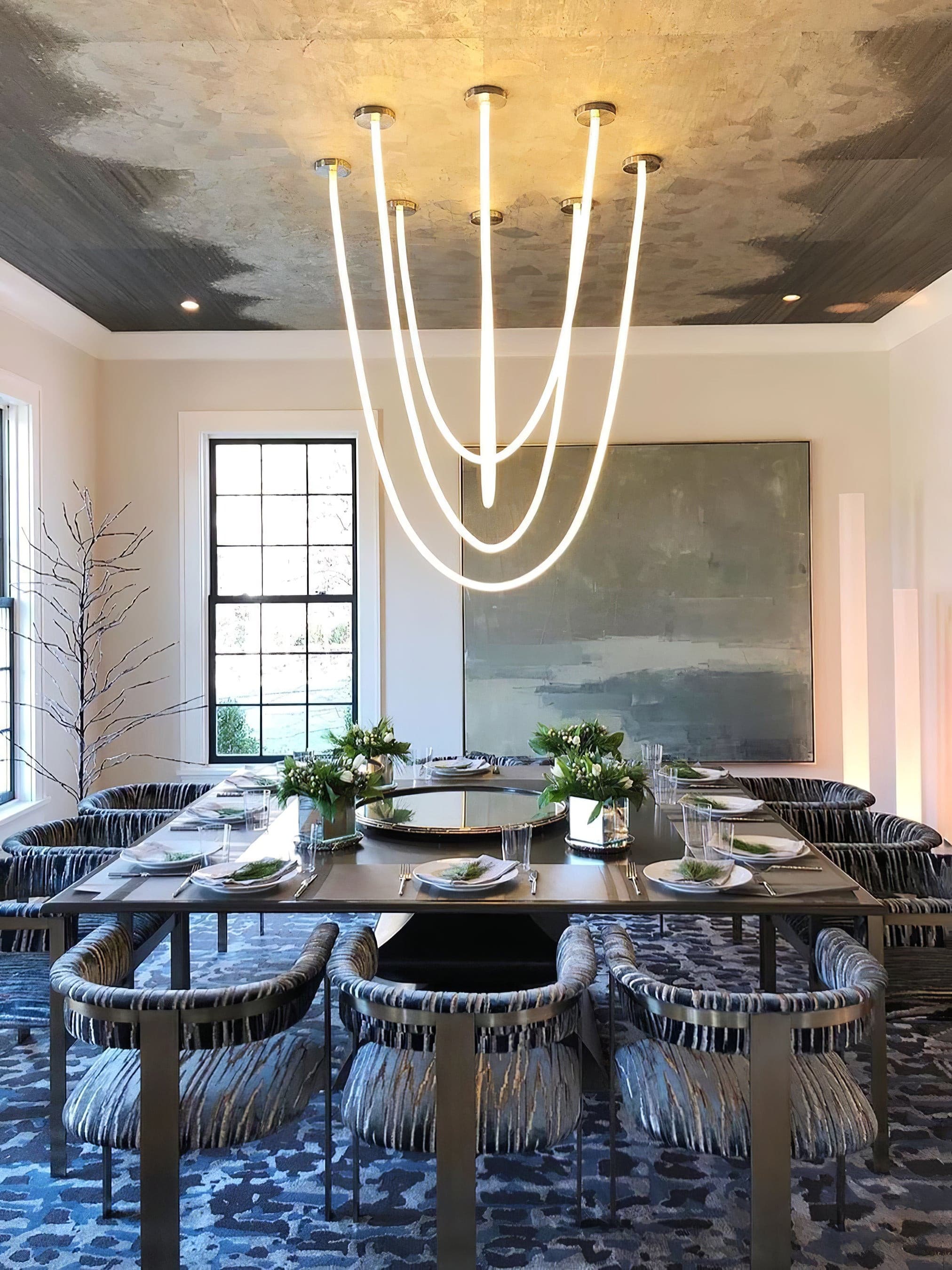 Contemporary LED Suspension Light Custom Length Hanging Pendant