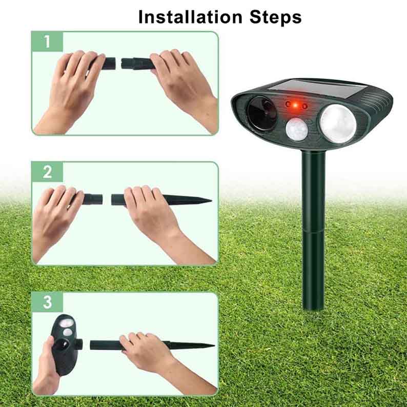 Garden Ultrasonic Rabbit Repeller Solar Powered Outdoor Pest Deterrent