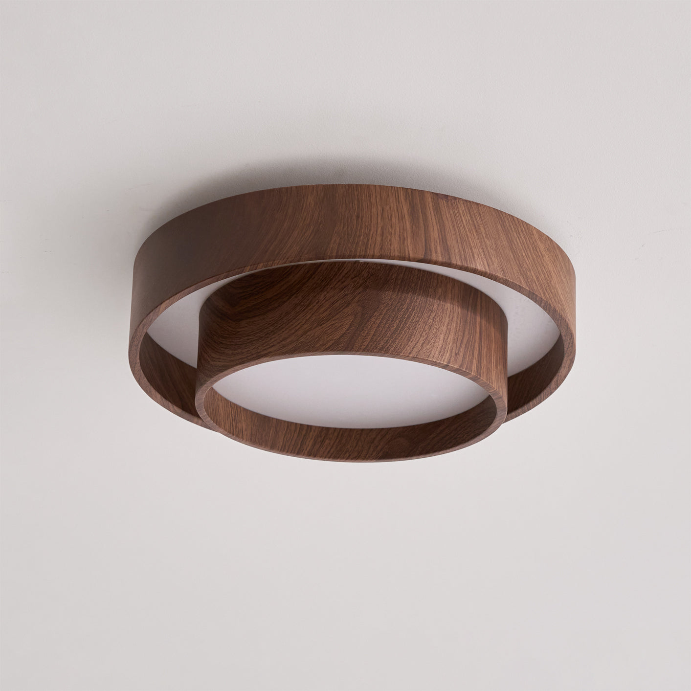 Modern Wooden LED Ceiling Light – Walnut Finish with Soft Ambient Glow