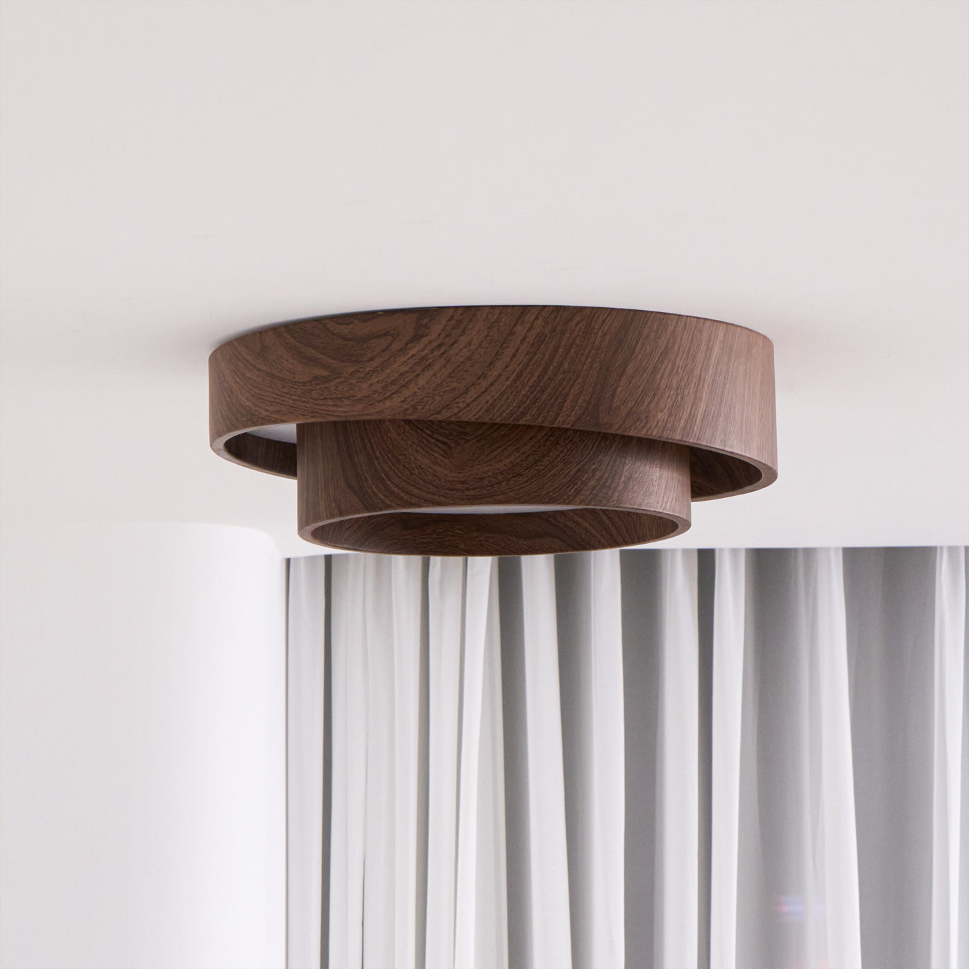 Modern Wooden LED Ceiling Light – Walnut Finish with Soft Ambient Glow
