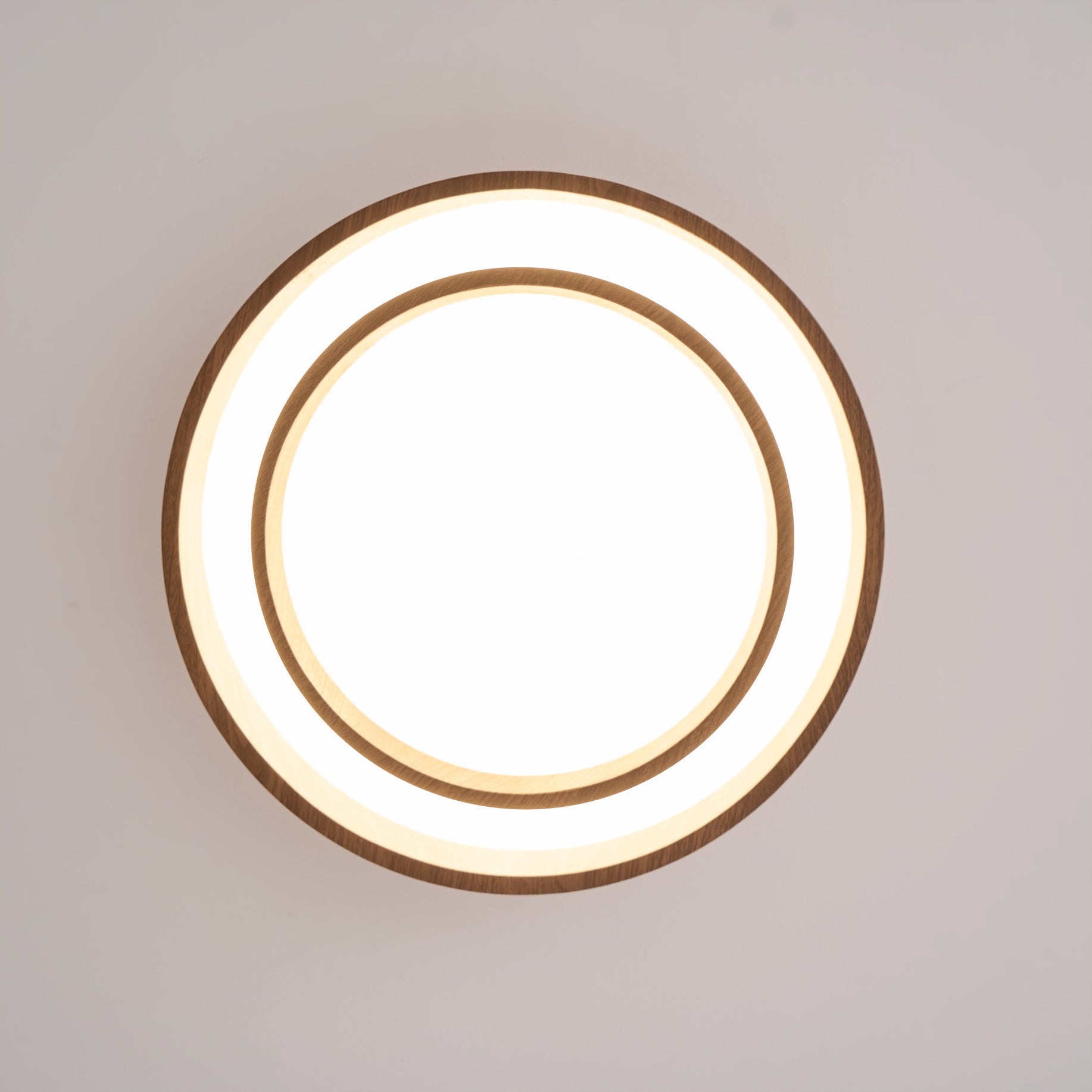 Modern Wooden LED Ceiling Light – Walnut Finish with Soft Ambient Glow