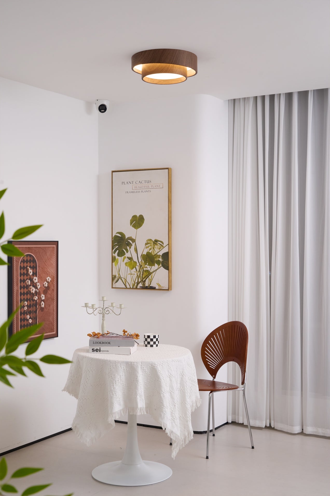 Modern Wooden LED Ceiling Light – Walnut Finish with Soft Ambient Glow