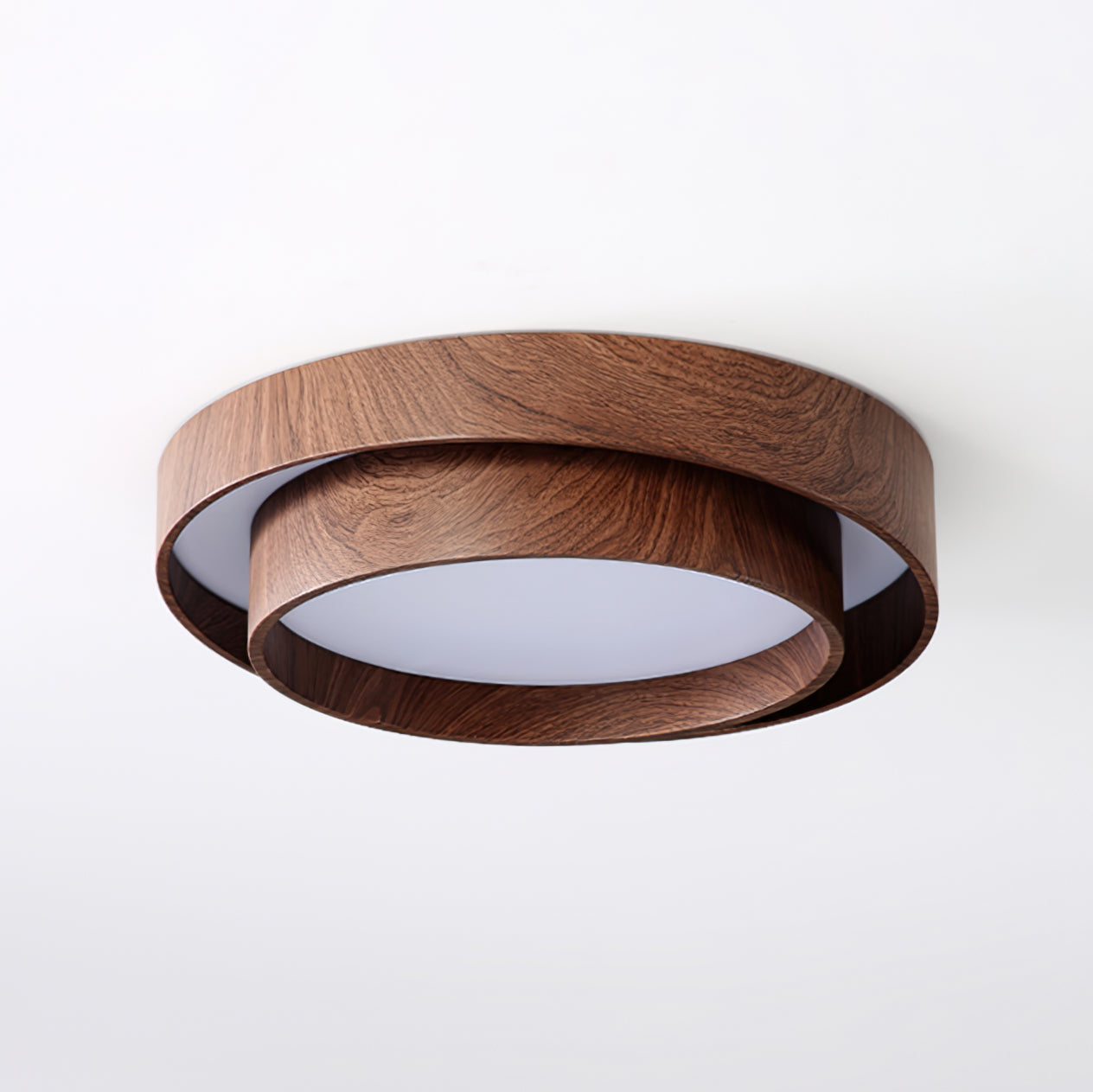 Modern Wooden LED Ceiling Light – Walnut Finish with Soft Ambient Glow