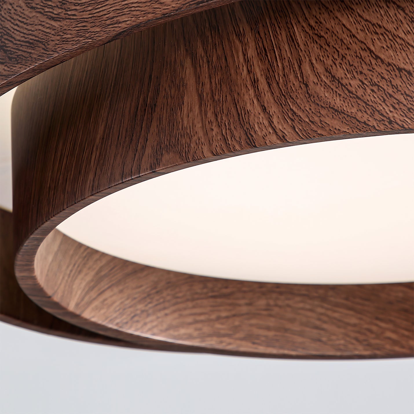 Modern Wooden LED Ceiling Light – Walnut Finish with Soft Ambient Glow
