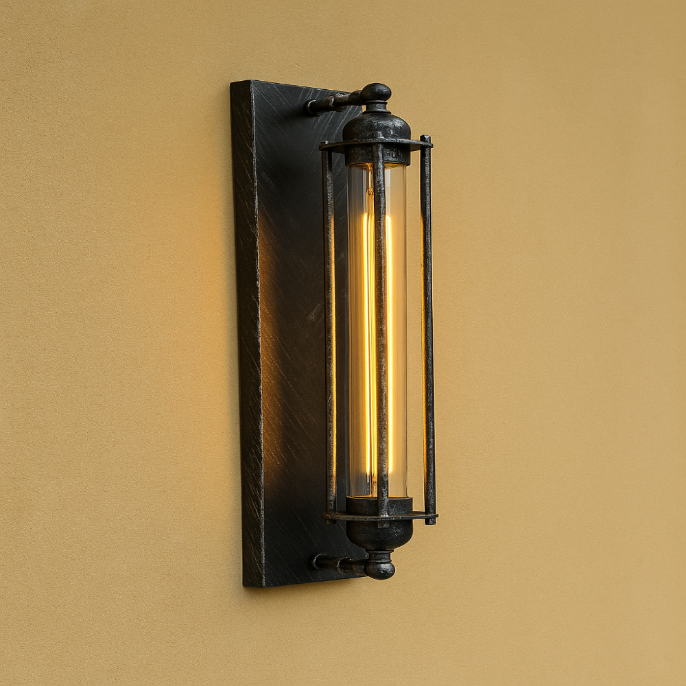 Classic LED Wall Light Vintage Black Metal Design