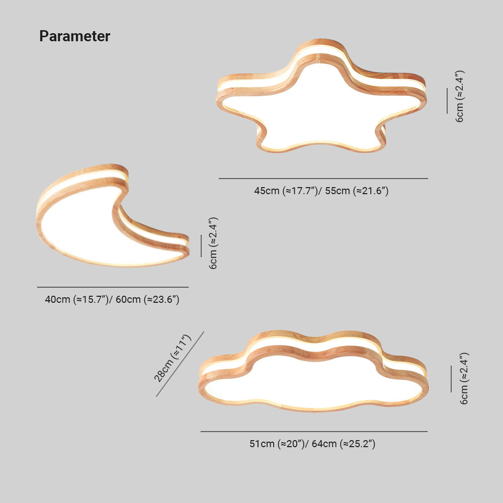 Dreamy Moon, Cloud & Star Shapes Flush Mount Soft Ambient Ceiling Light